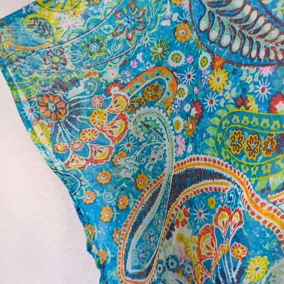 Lauren Ralph Lauren Size L Cover Up Carnivale Paisley Mesh Tunic Drop Waist - Picture 4 of 9